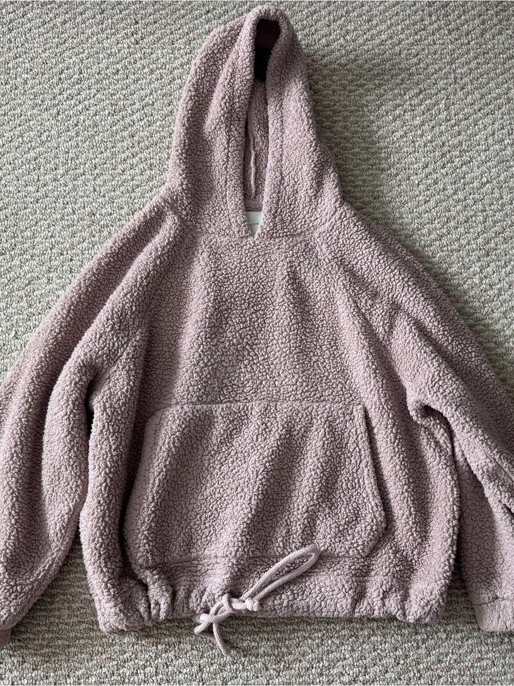 American Eagle Lilac/Dusty Rose Sherpa Oversized Hoodie with Drawstring Hem